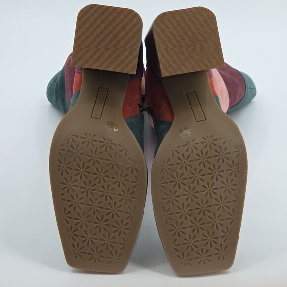 Chelsea Violet Lulu Patchwork Tall Boots Womens Size 6 Suede Leather Disco 70s - Picture 6 of 10